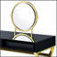 Bureau de coiffeuse Coleen avec miroir et plateau à bijoux, finition noire et dorée pour des routines de beauté élégantes-1420052370