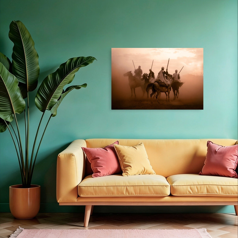 Impression d'art mural contemporain sur le thème du cheval Tbourida Art, H 24 po x l 36 po