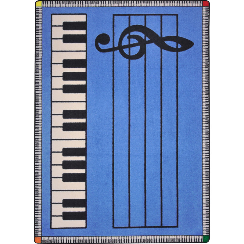 Tapis bleu Play with Keys par Joy Carpets, Rectangle 5 pi 4 po x 7 pi 8 po