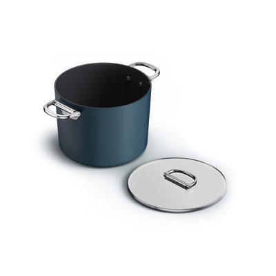 Joseph Joseph Space Ceramic Non-Stick 8.5 Qt. Stock Pot with Folding Handles and Lid