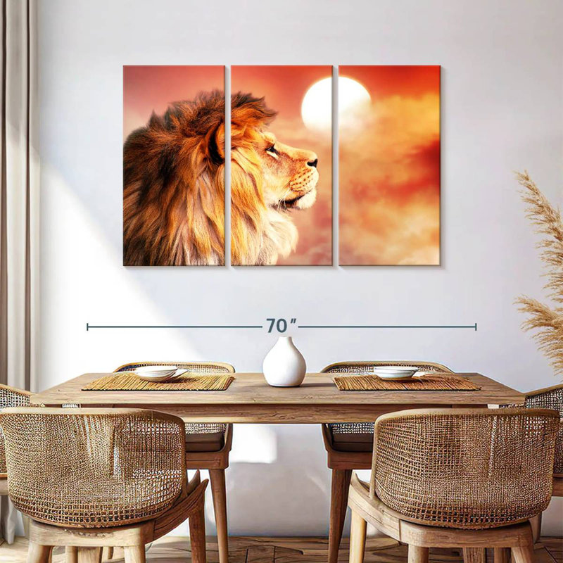 Brampt Lion Overlooking Sunset, 36" H x 57" W
