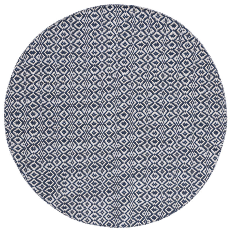 Masami Hand Woven Cotton Geometric Rug, Round 6'
