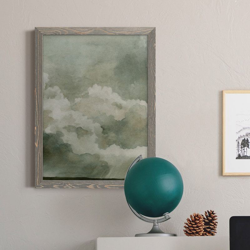«Coming Rain II», peinture sur toile encadrée, Gris, H 20 po x l 17 po x P 1 po