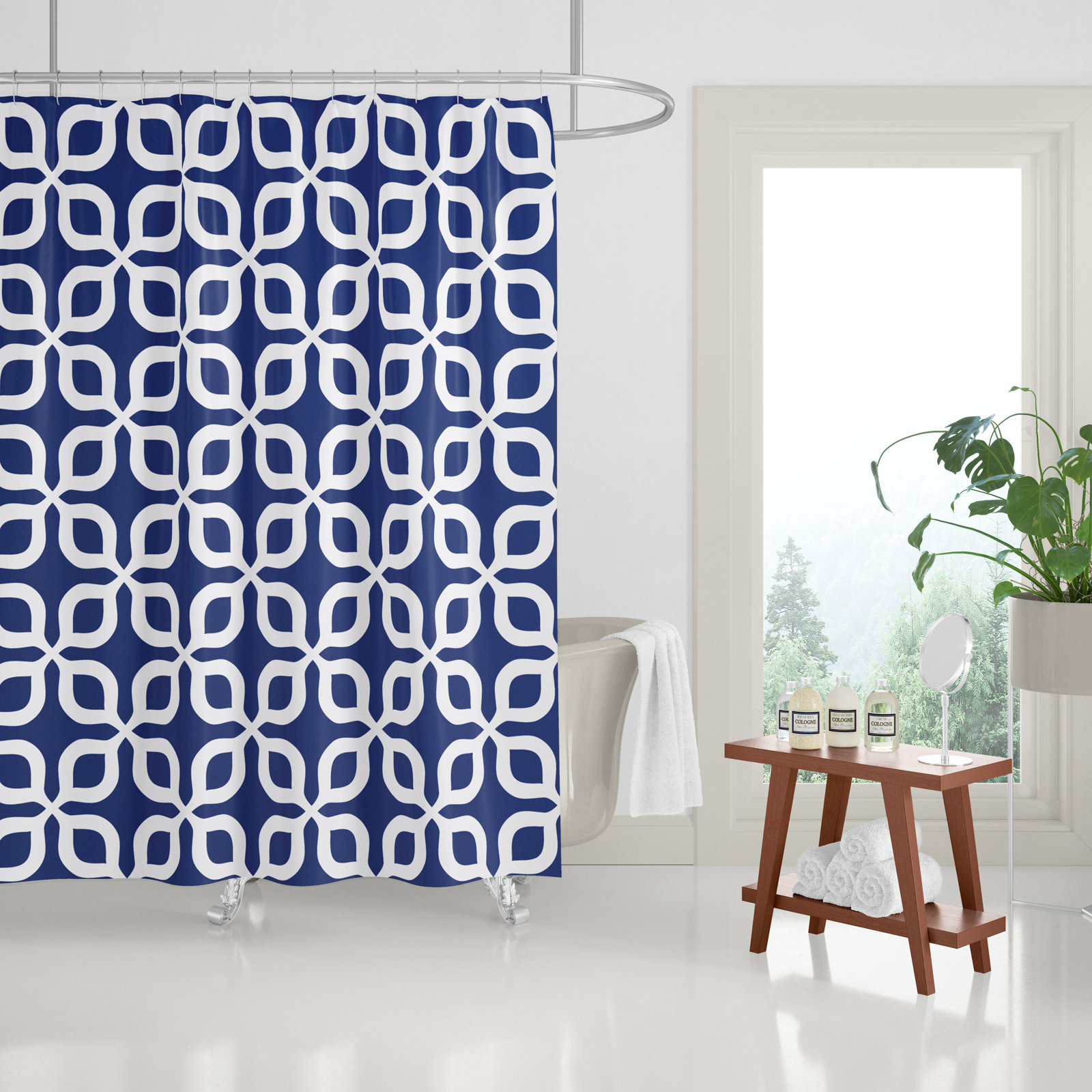 Pipper Polyester Shower Curtain, Navy