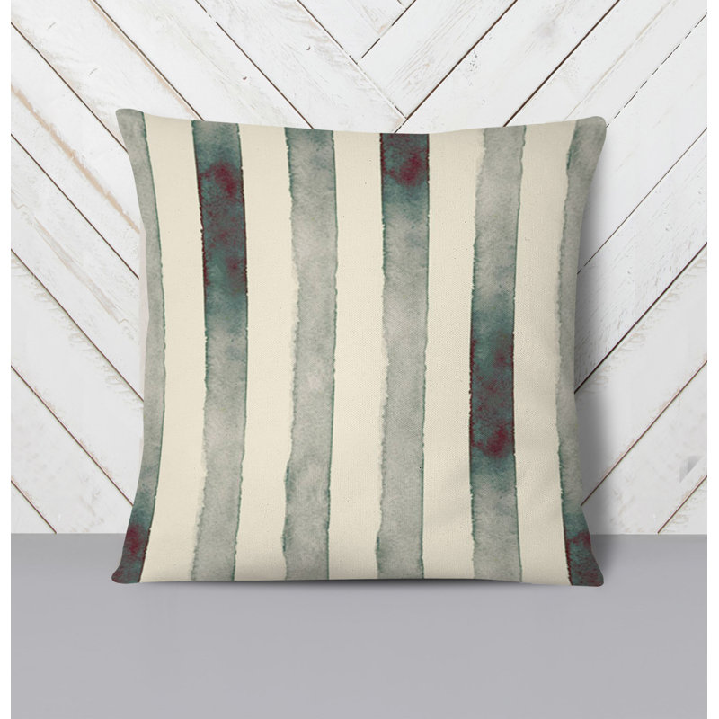 Throw Pillow Cover Only, Brown/Green Striped 2, 18"H x 18"W