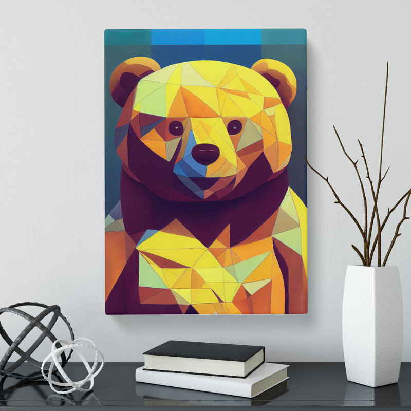 Teddy Bear Geometric - Wrapped Canvas, 50cm H x 35cm W x 3cm D