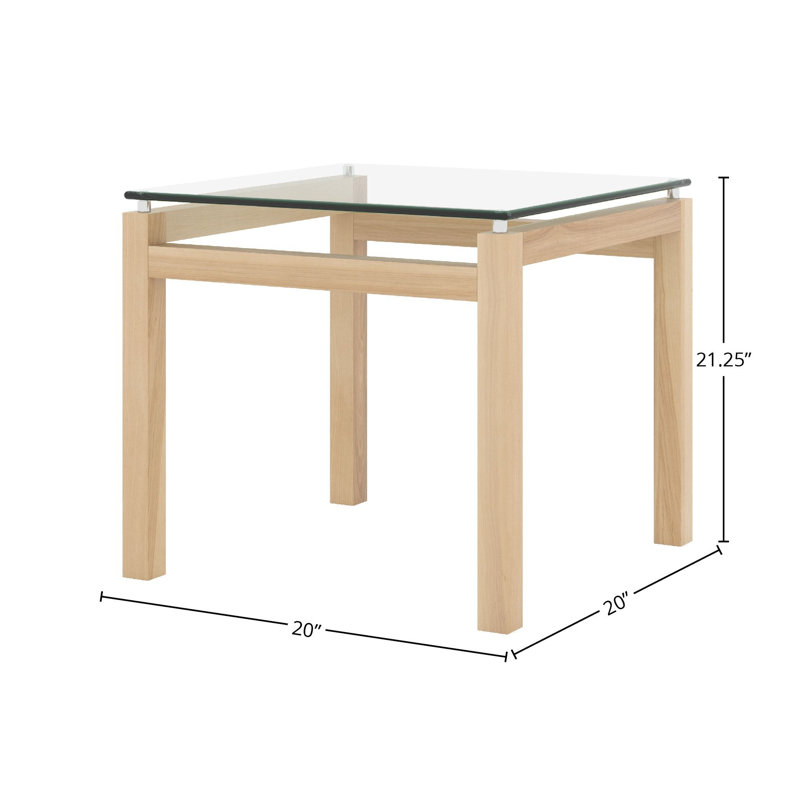 Table de bout en bouleau et verre, Naturel