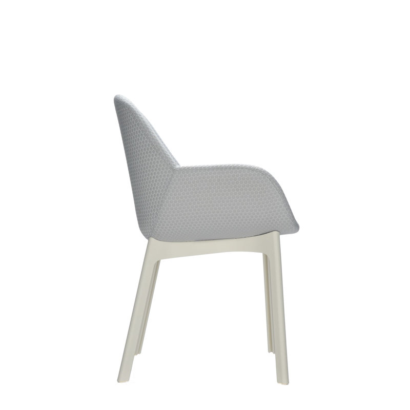 Clap Upholstered Arm Chair, White, Gray