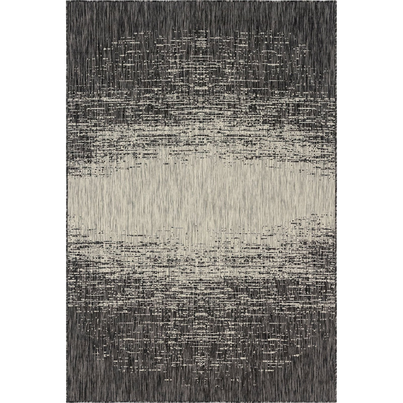 Outdoor Iris Area Rug Lead Gray Color, Rectangle 6' x 9'