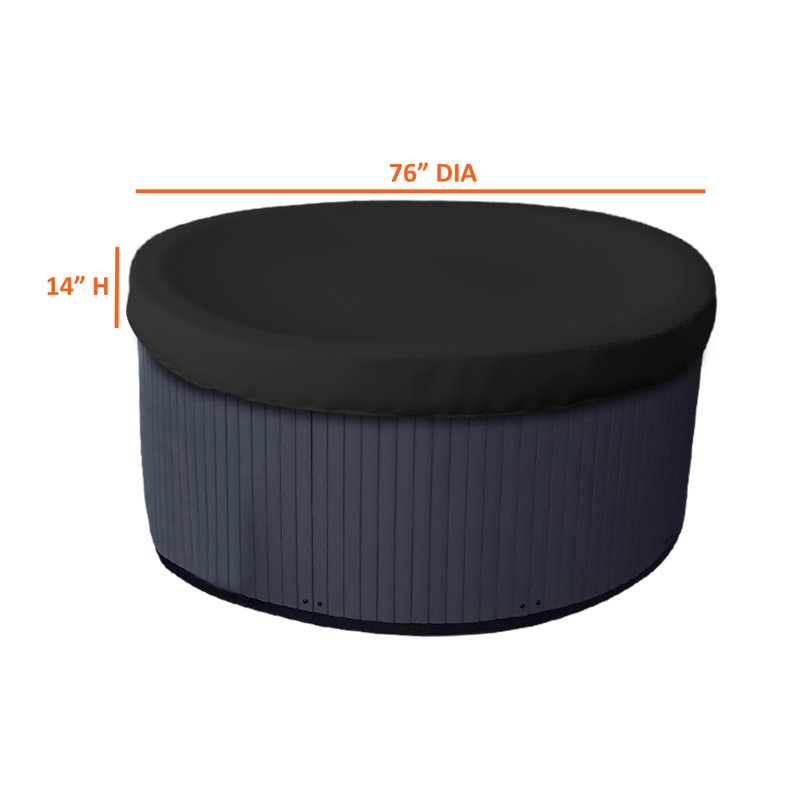 Heavy-Duty Outdoor Waterproof Round Hot Tub Cover, Patio UV Protected Spa Cover, 35.6cm H x 193cm W x 193cm D, Black