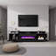 Bhhatu 2 Tier High 80" Gloss TV Stand with Electric Fireplace Included, Black-552987848-568119052