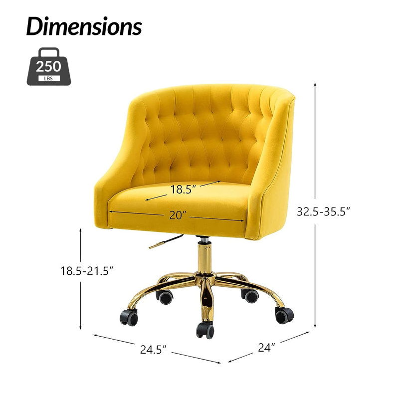 Chaise de travail Concetta, Jaune