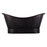 Raye 71" Copper Soaking Pedestal Freestanding Tub with Pre-Drilled Overflow Hole and Rolled Rim