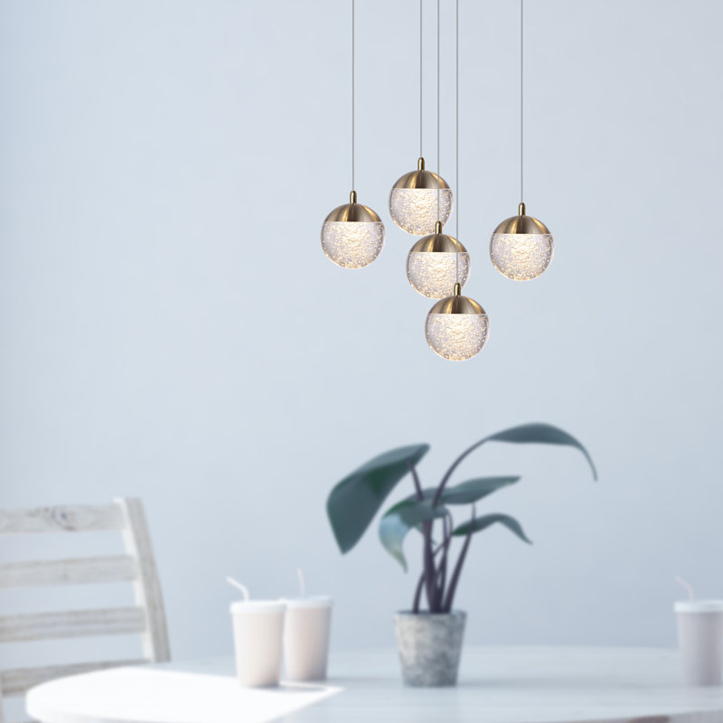 Heatherly 5 - Light Cluster Pendant, Brushed Brass