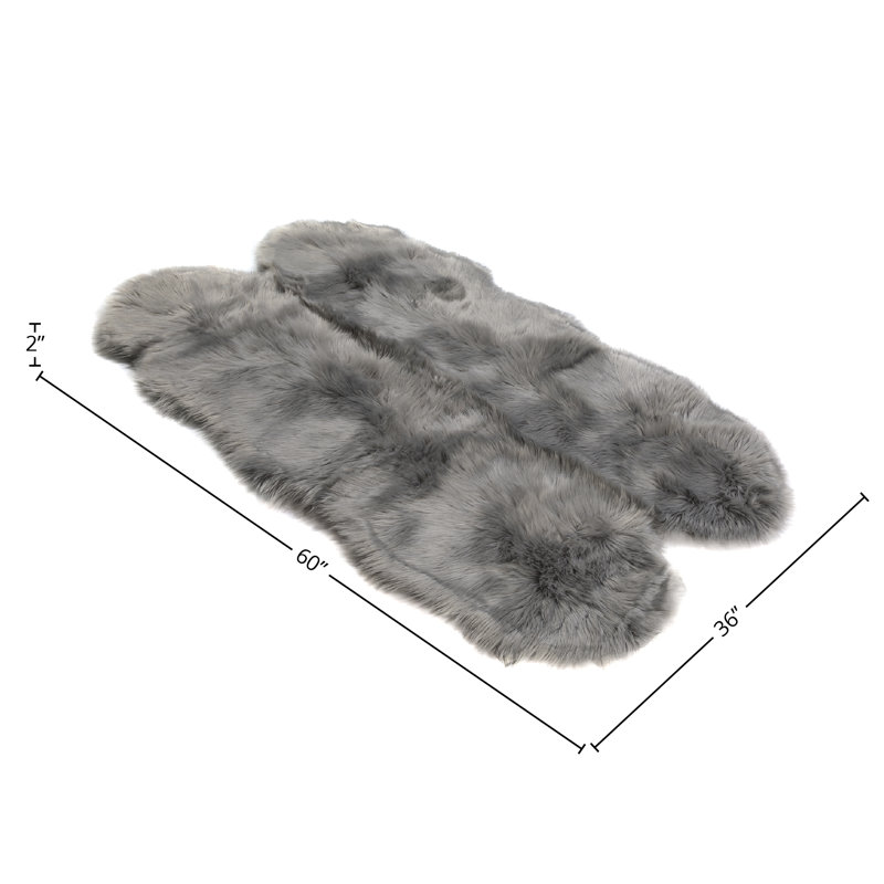 Quad Pelt Faux Fur Washable Gray Area Rug - 3' x 5'