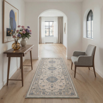 Tapis d'intérieur lavable à la machine à motif floral avec motif antidérapant Floret