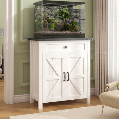 Support d'aquarium de 20 gallons avec station de charge, support de réservoir de poissons de ferme, support de réservoir de reptile, support de terrarium avec tiroir et armoire, plateau de table de 27,6 po x 15,7 po