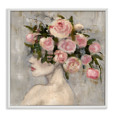 Pivoine coiffe femme, estampe numérique encadrée par Charity Henderson