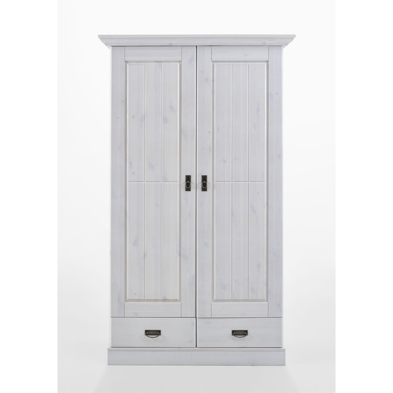 Polebridge 2 Door Solid Wood Wardrobe, White