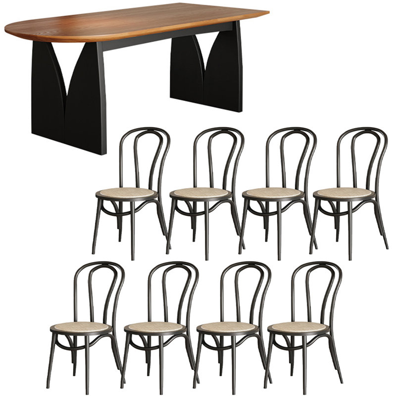 Ensemble de table à manger en bois massif de style français, H 29,5 po x L 86,6 po x l 35,4 po