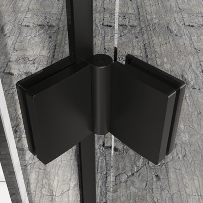 30 - 31.2" Adjustable Width Pivot Glass Shower Door, 1/4 Inch  6Mm  Tempered Glass, 180 Pivot, Heavy Duty Zinc Alloy Handle, Water Leakage Prevention Magnetic Strips Black Finish, Rotatable Bi