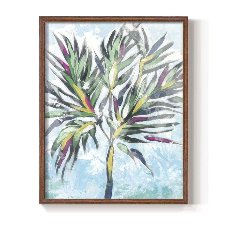 «Candy Palm Fresco II», reproduction encadrée - bois massif, H 11 po x l 9 po, Noyer
