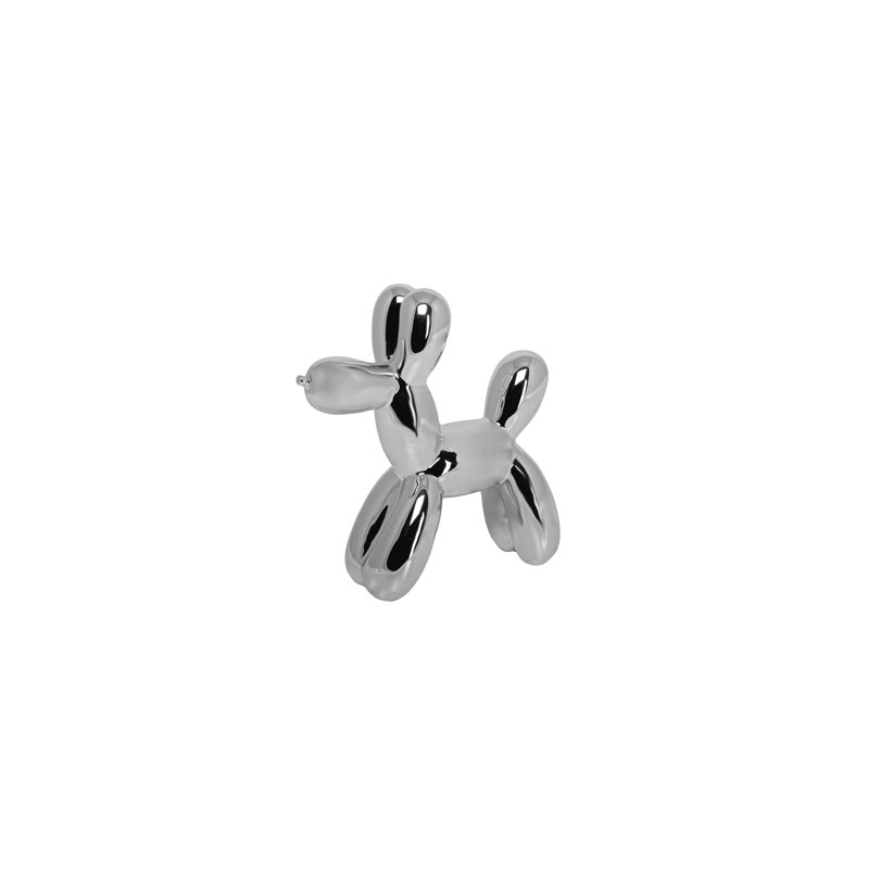 Chien ballon en céramique - H 8,75 po, Argent argent
