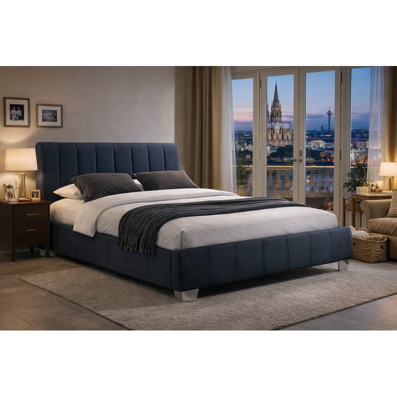 Cantos Upholstered Bed, Grey, Kingsize (5')
