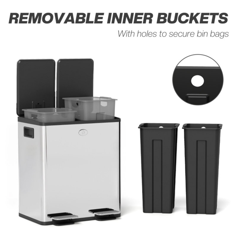 Stainless Steel Kitchen Trash Can, Silver