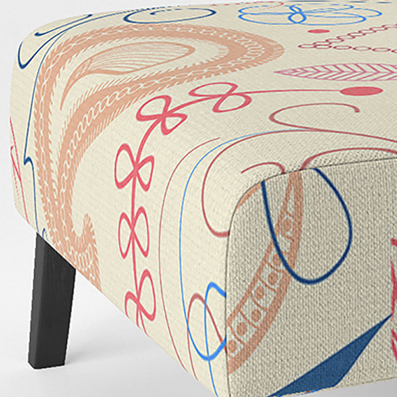 Brechta Vibrant Curve Design II - Velvet Upholstered Modern Slipper Chair, Beige/Red/Orange
