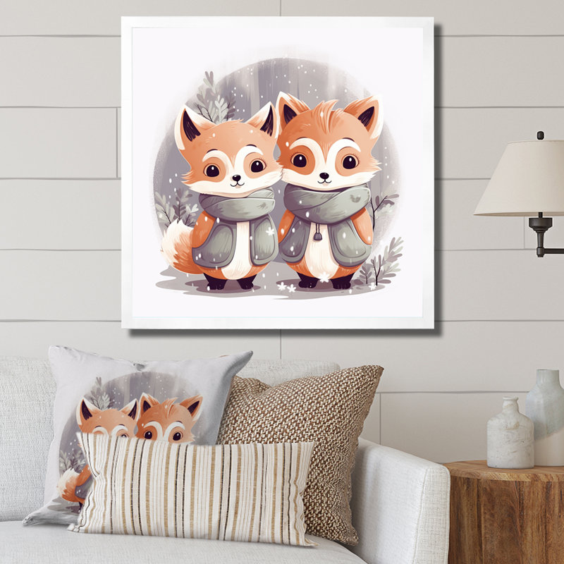 Nursery Animal Fox I, art mural de chambre de bébé, Cadre photo blanc, H 16 po x l 16 po x P 1 po
