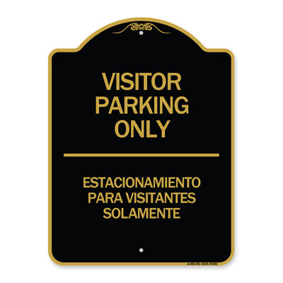 Signmission Designer Series Sign - Bilingual Reserved Parking Sign Visitor Parking Only - Estacionamiento Para Visitantes Solamente | Black & Gold 18" X 18" Heavy-Gauge Aluminum Architectural Sign