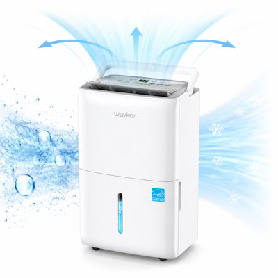 Waykar 150-Pint Energy Star Dehumidifier for 7,000 Sq. Ft with 3 Modes, 30%–80% RH Control, Faster&Wider Airflow, Quiet Operation & Drain Hose