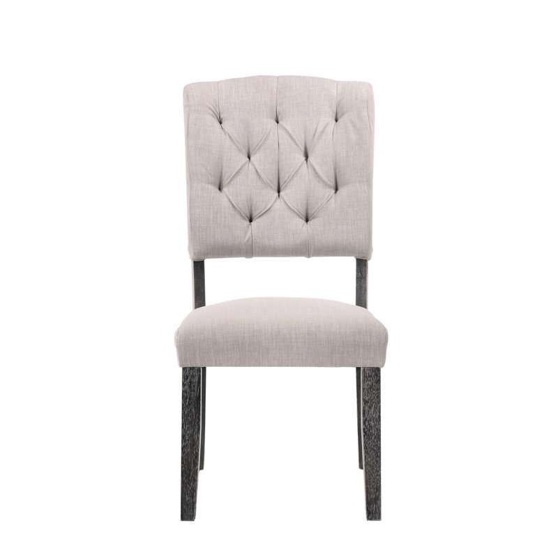 2 chaises d'appoint transitionnelles - lin beige, chêne gris, dossier de style chêne 2