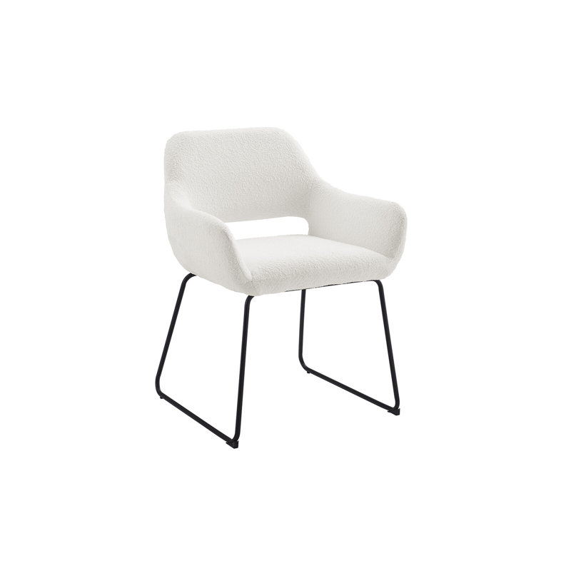Koa 52cm H 100% Polyester Upholstered Metal Upholstered Back Armchair, White