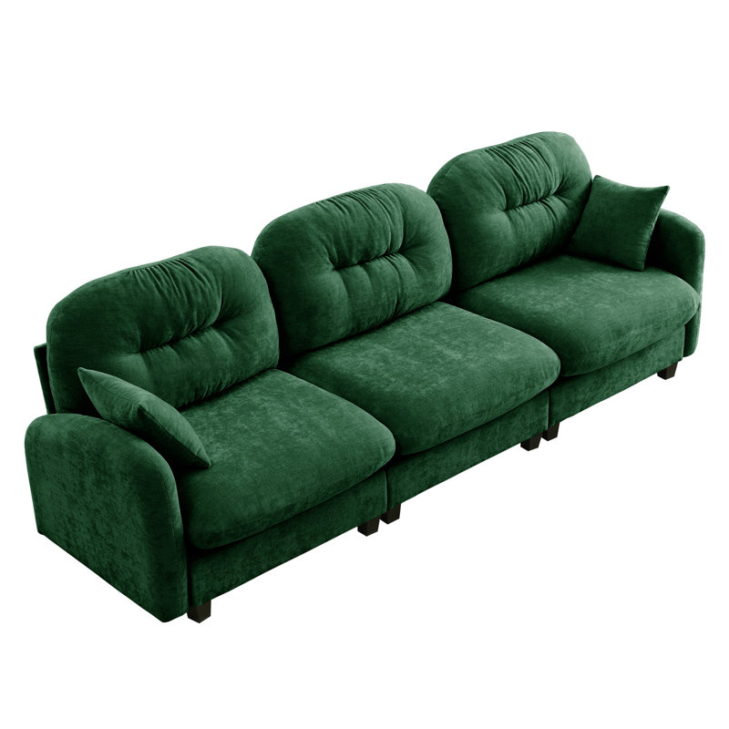 Three - Seat With Soft Chenille, High Density Foam And Ergonomic Curved Design For Bedroom Or Living Room Use Sectional Couch Comfort