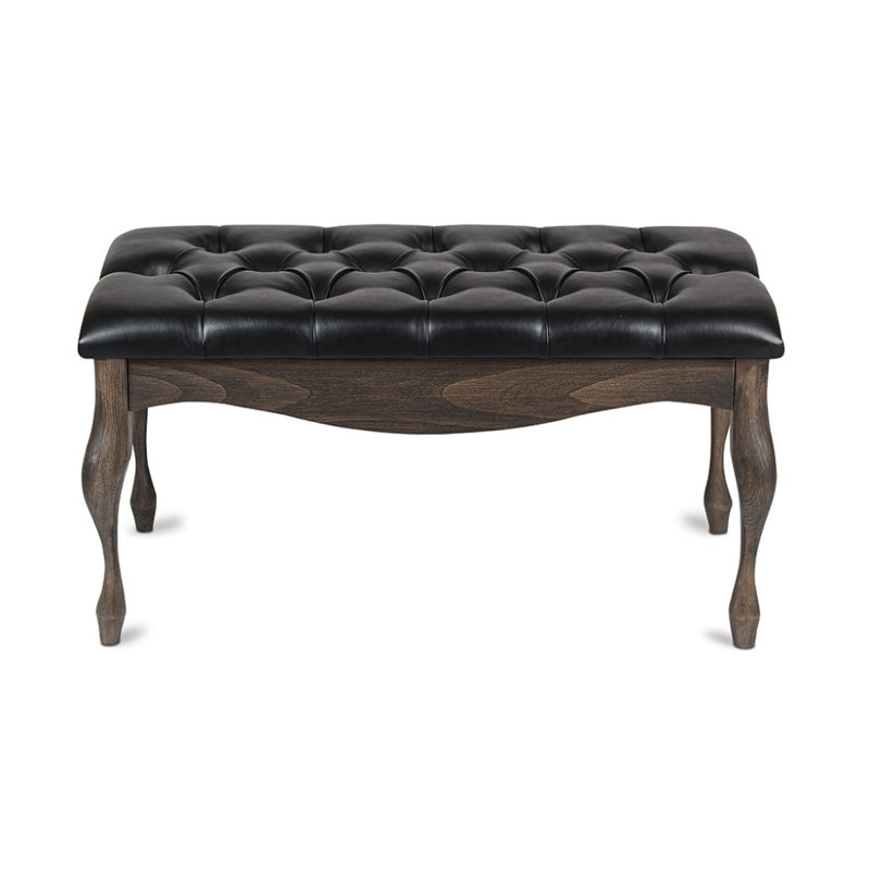 Colrain Faux Leather Upholstered Bench, Black/Wenge, H40 x W60 x D40cm