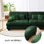 Canapé-lit modulaire en chenille vert 2 places avec 2 coussins lombaires et 2 coussins décoratifs pour petit salon