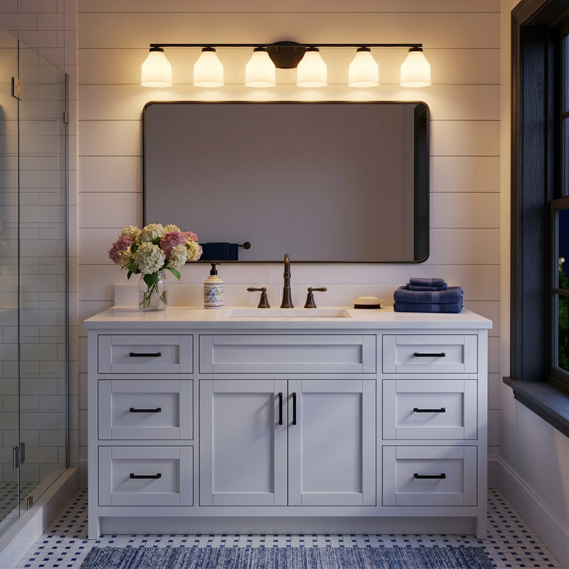 6-Light Modern Dimmable Bathroom Vanity Lights, Black