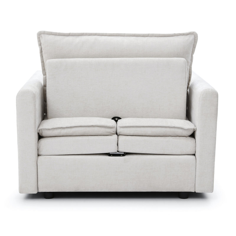 Chaise longue en chenille beige avec lit d'appoint et coins confortables, simple rembourrée, teinture confortable, espace
