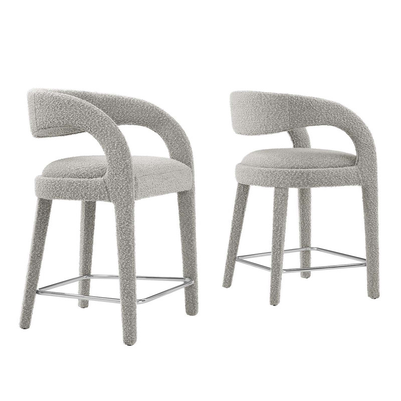 Tabouret rembourré Modway Pinnacle, Tabouret de comptoir (siège d'une hauteur de 24,5, Argent argent, Taupe