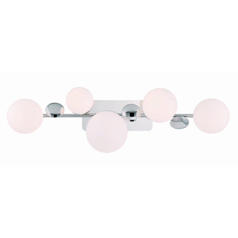 Vine, Vanity, 5Lt, Opal Glass, Polished Nickel