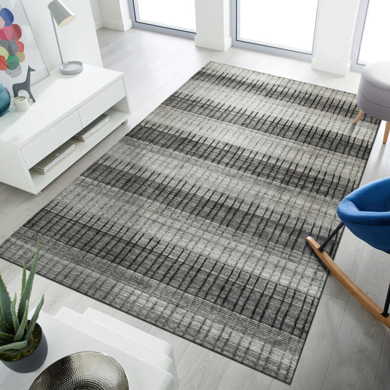 Tapis gris en laine et viscose Doncho, Rectangle 9 pi x 12 pi