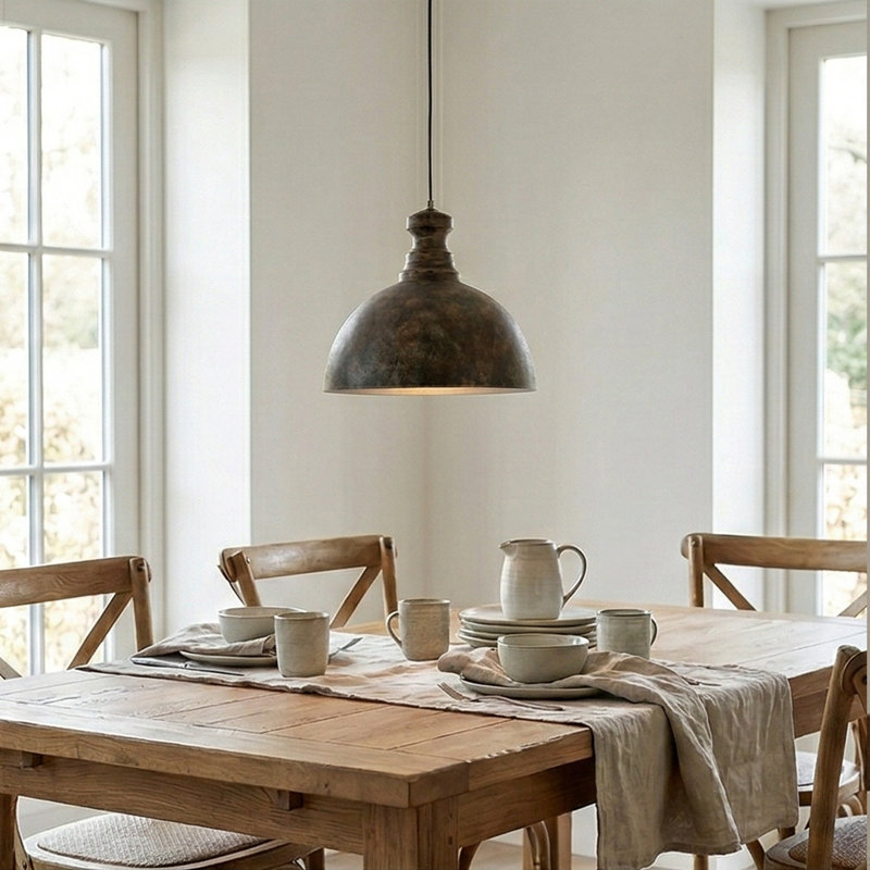 Rustic Industrial 1-Light Dome Pendant