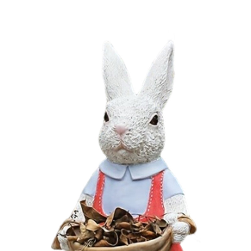 Statue de lapin 17 pouces en résine avec jardinière pour décoration de jardin
