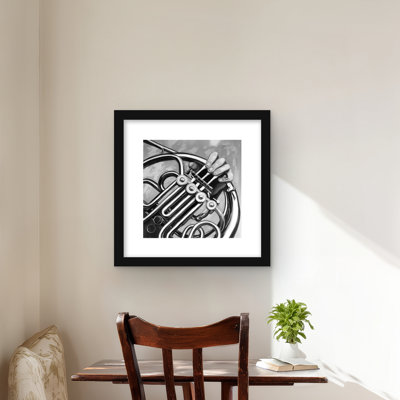 Musicien avec cor français, impression monochrome | Décoration intérieure