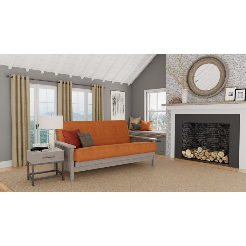 Leupp Polyester Box Cushion Futon Slipcover, Full, Orange