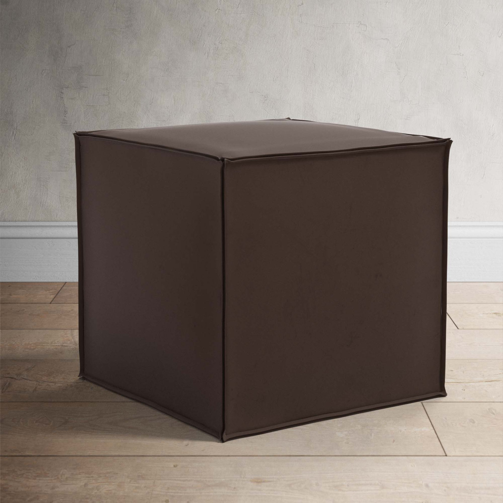Tillie Upholstered Pouf, Classic Chocolate Velvet