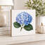 Mini bloc décoratif en bois carré de 14 cm, motif hortensia