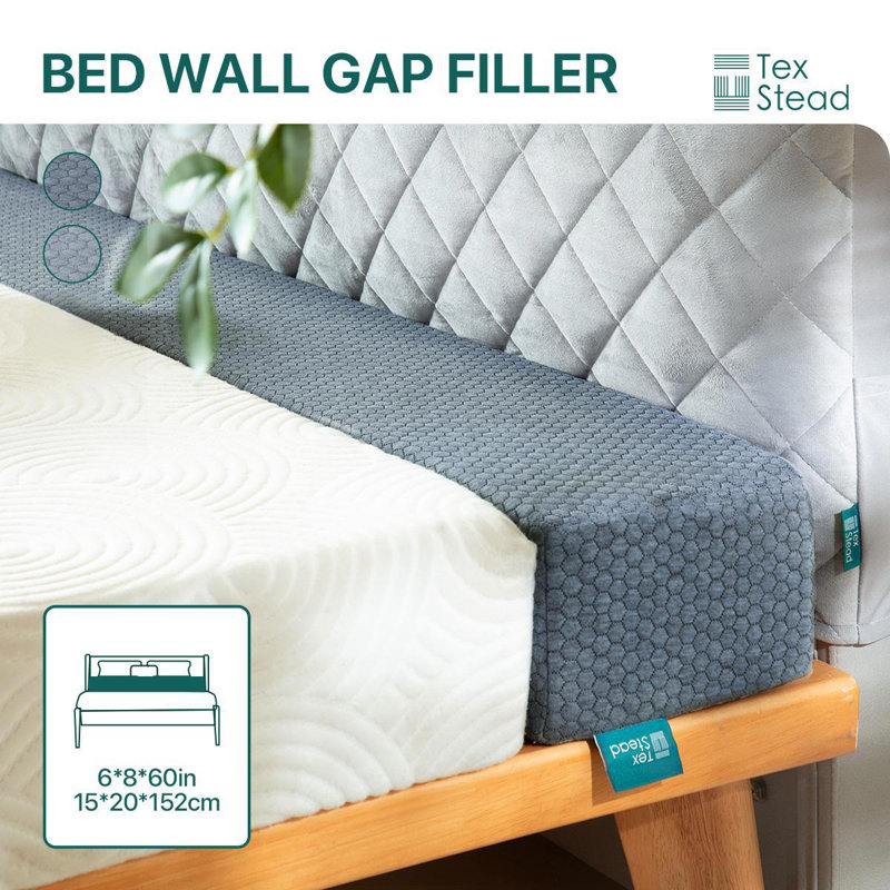 Bourre de lit pour tête de lit et chevet, coussin de coin antidérapant avec housse amovible et lavable, support doux pour la protection des bords du matelas - gris foncé - grand